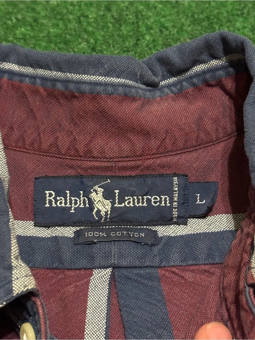 Polo Ralph Lauren Button Up Shirt Large Vintage 90s Preppy Designer Cotton Shirt